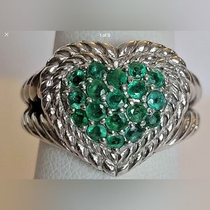 Judith Ripka Rare Emerald Green Heart Ring size 5
